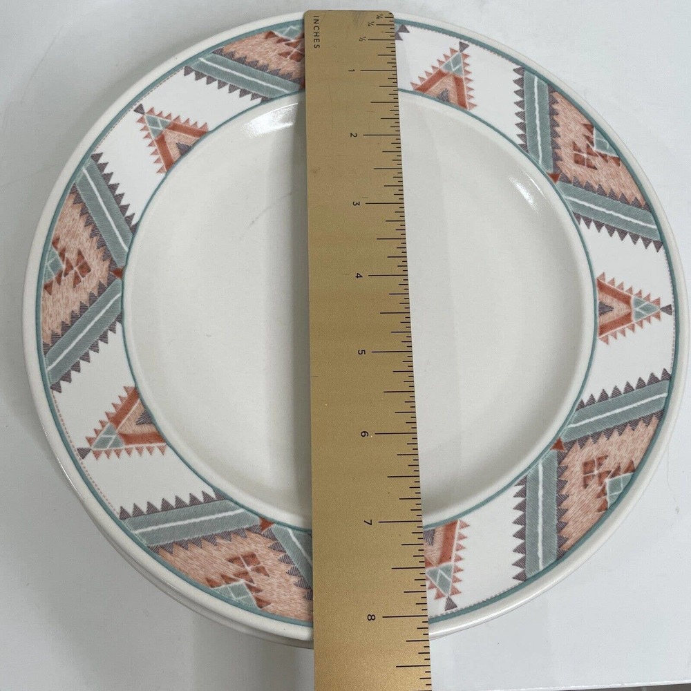 Vintage 80s Mikasa Intaglio Santa Fe Salad Plates Set of 4 Southwest Aztec 8" - Picture 4 of 6